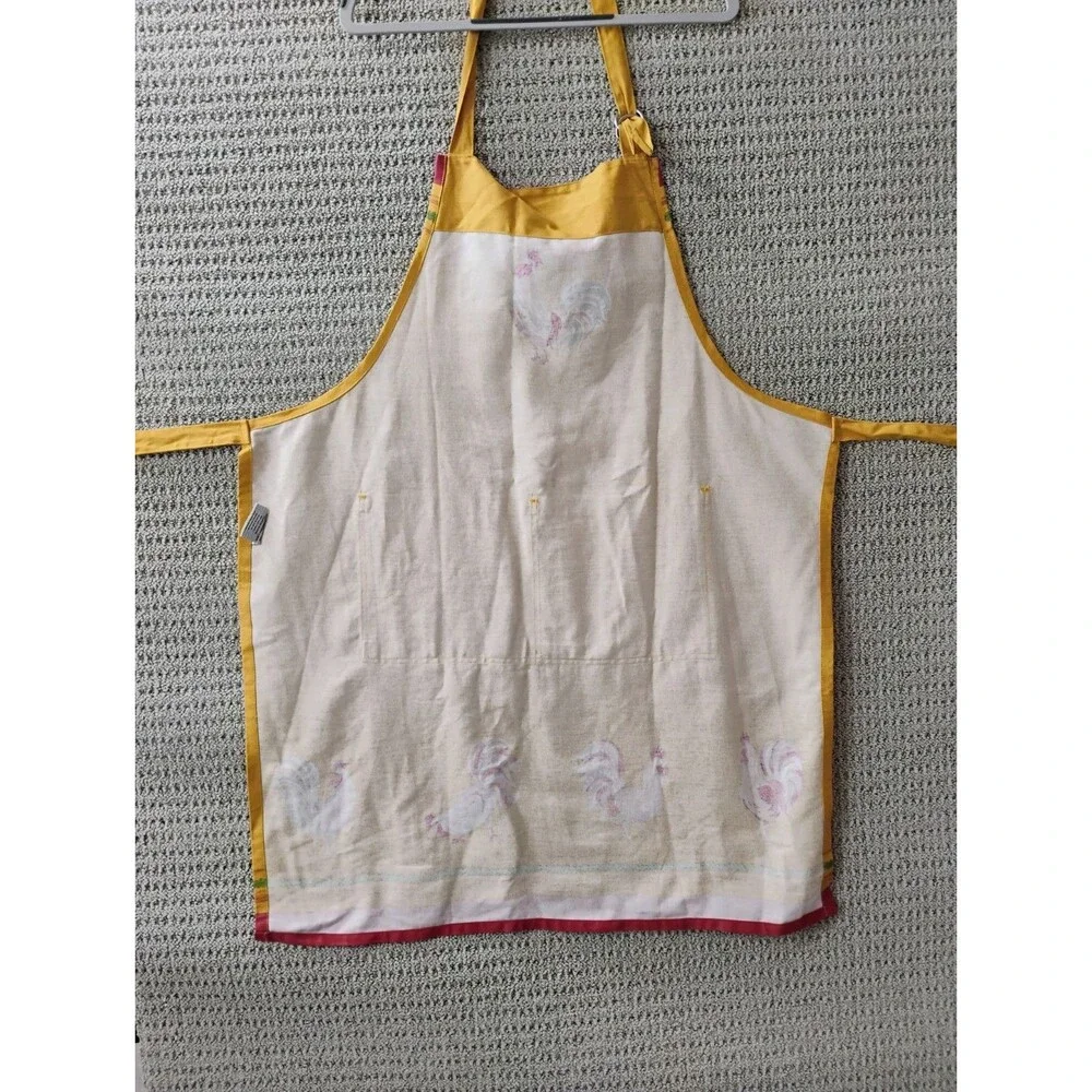 NEW Williams Sonoma Tuscan Rooster 2-pocket Cotton Yellow Apron